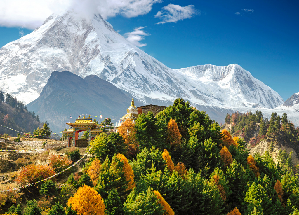 Manaslu Berg im Himalaya, Nepal jigsaw puzzle in Großartige Landschaften puzzles on TheJigsawPuzzles.com