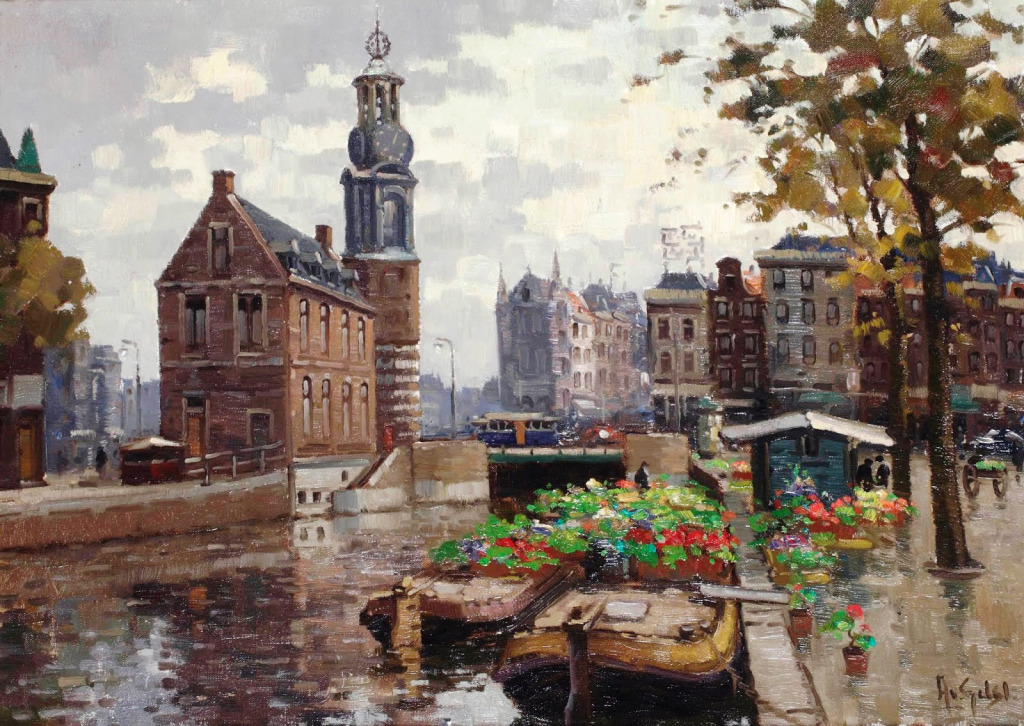 Вид на Монетную башню, Амстердам jigsaw puzzle in Произведения искусства puzzles on TheJigsawPuzzles.com