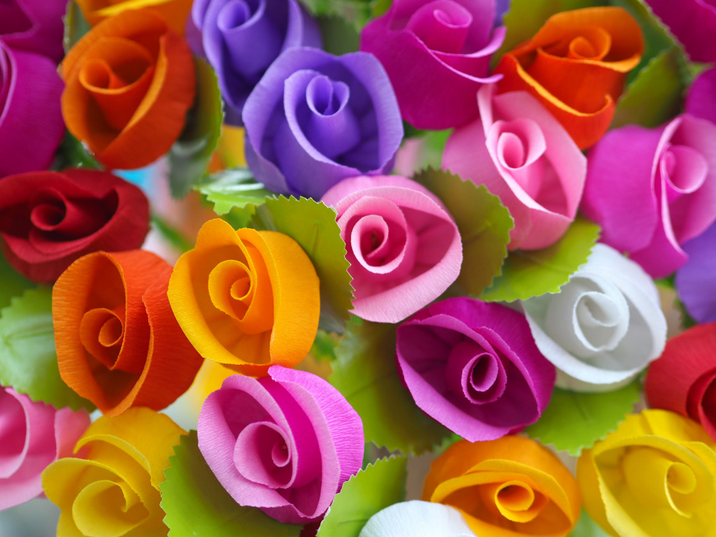 Colorful Paper Roses jigsaw puzzle in Flowers puzzles on TheJigsawPuzzles.com