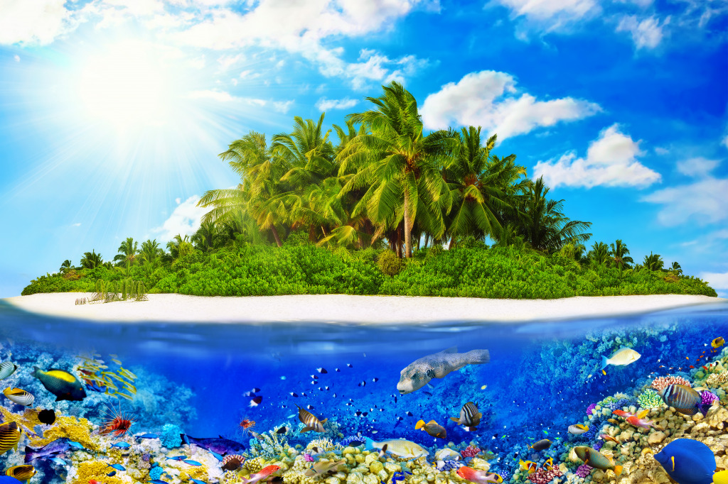 Tropische Insel mit Korallen und Fischen jigsaw puzzle in Unter dem Meer puzzles on TheJigsawPuzzles.com