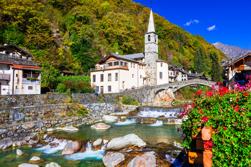 Alpine Village Lillianes, North Italy jigsaw puzzle in Waterfalls puzzles on TheJigsawPuzzles.com
