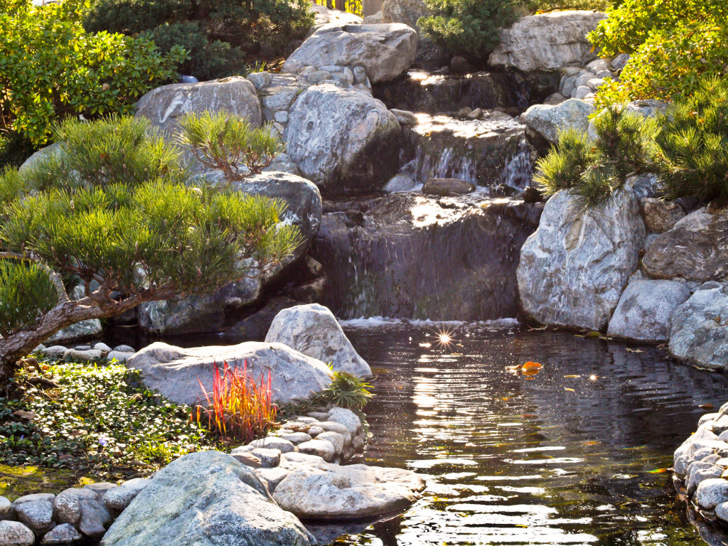 Japanese Garden Waterfall jigsaw puzzle in Waterfalls puzzles on TheJigsawPuzzles.com