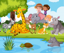 Animals Near the Pond