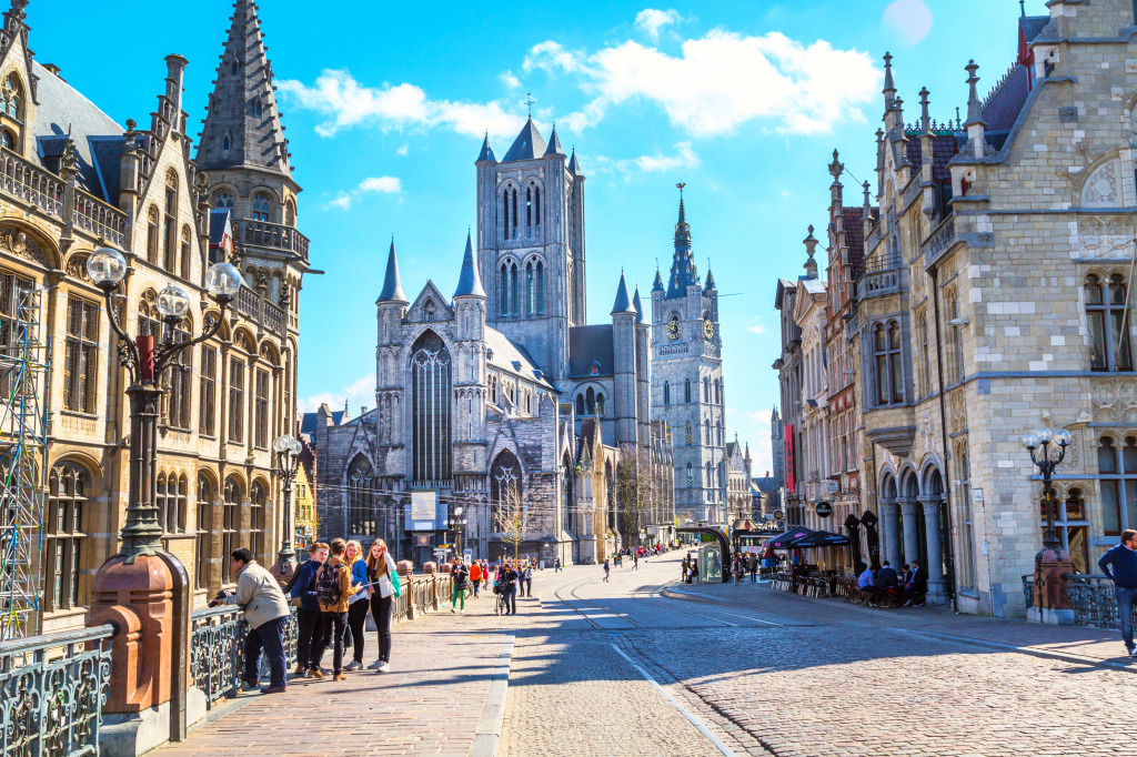 St Nicolas' Cathedral, Ghent, Belgium jigsaw puzzle in Street View puzzles on TheJigsawPuzzles.com