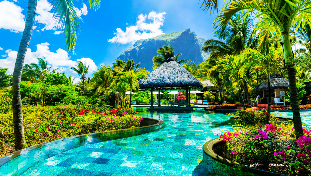 Тропический курорт, остров Маврикий jigsaw puzzle in Красивые пейзажи puzzles on TheJigsawPuzzles.com