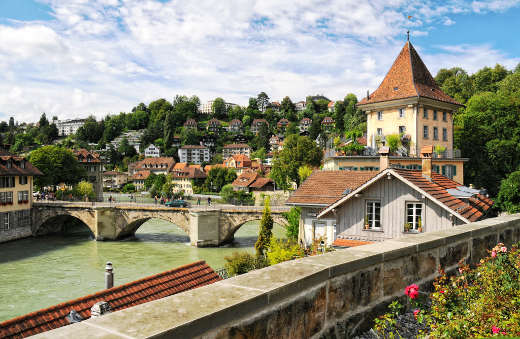 Bern Old City and Aare River jigsaw puzzle in Bridges puzzles on TheJigsawPuzzles.com