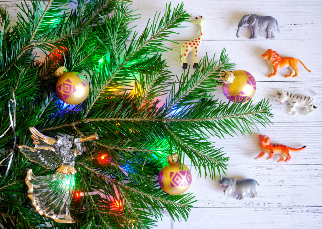 Christmas Tree Animal Decorations jigsaw puzzle in Animaux puzzles on TheJigsawPuzzles.com