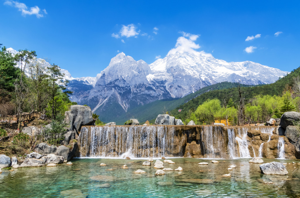 Blue Moon Valley, Lijiang, China jigsaw puzzle in Waterfalls puzzles on TheJigsawPuzzles.com