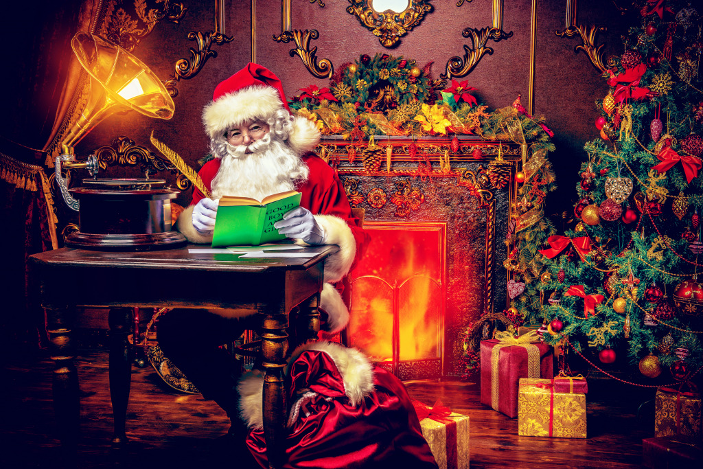 Santa Making a List jigsaw puzzle in Christmas & New Year puzzles on TheJigsawPuzzles.com