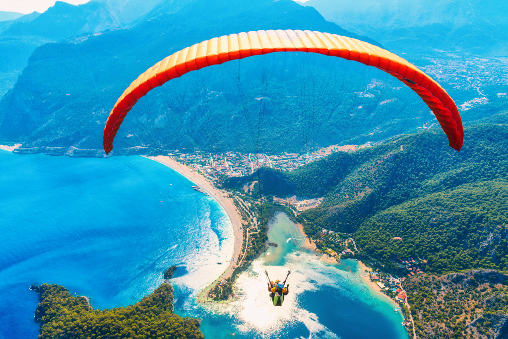 Paragliding over Oludeniz, Turkey jigsaw puzzle in People puzzles on TheJigsawPuzzles.com
