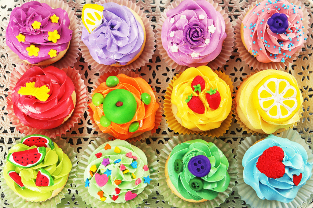Bunte Cupcakes jigsaw puzzle in Makro puzzles on TheJigsawPuzzles.com