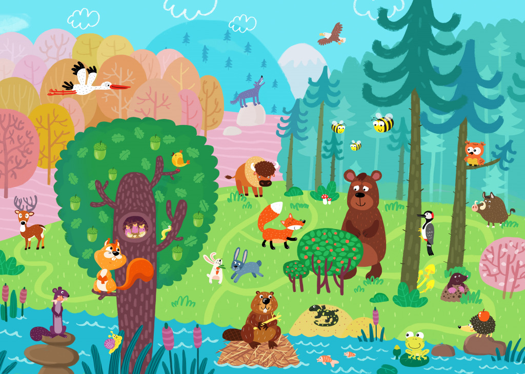 Wild Animals in the Forest jigsaw puzzle in Animals puzzles on TheJigsawPuzzles.com