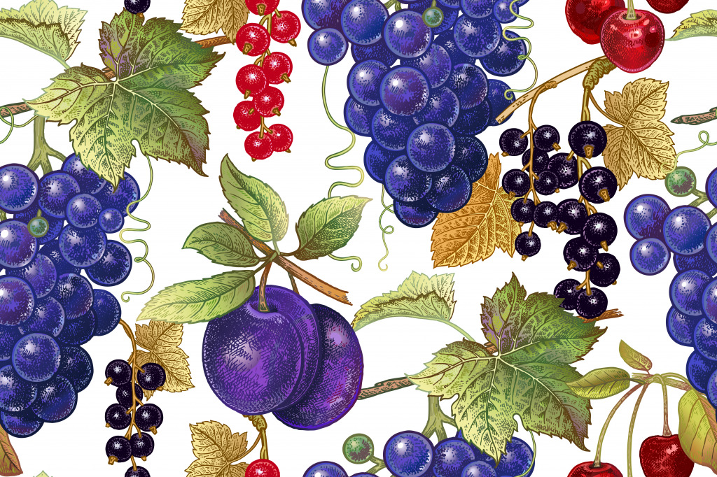 Raisins, prunes, cerises et baies jigsaw puzzle in Fruits & Légumes puzzles on TheJigsawPuzzles.com
