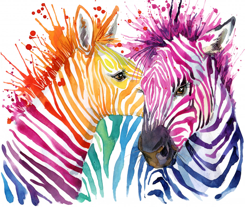 Rainbow Zebras jigsaw puzzle in Puzzle of the Day puzzles on TheJigsawPuzzles.com