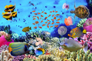 Coral Reef with Fishes and Sea Turtle