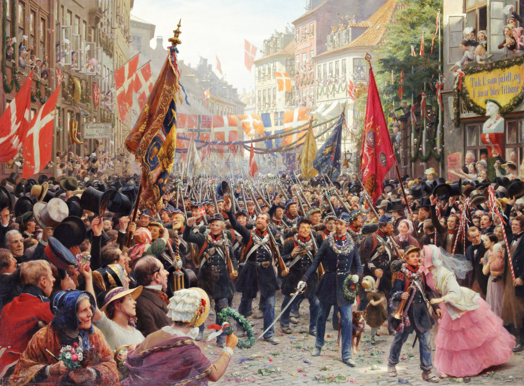 Danish Soldiers Return to Copenhagen in 1848 jigsaw puzzle in Piece of Art puzzles on TheJigsawPuzzles.com