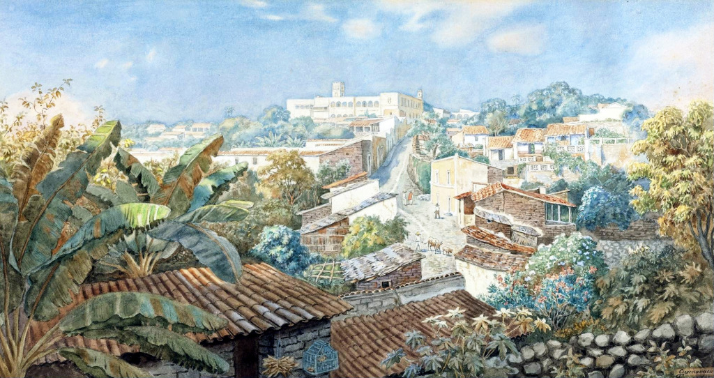 Vista de Cuernavaca com o Palácio das Cortes jigsaw puzzle in Obras de Arte puzzles on TheJigsawPuzzles.com