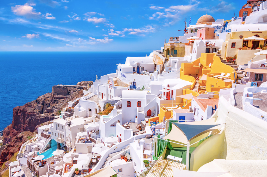 Oia Village on Santorini Island, Greece jigsaw puzzle in Puzzle of the Day puzzles on TheJigsawPuzzles.com