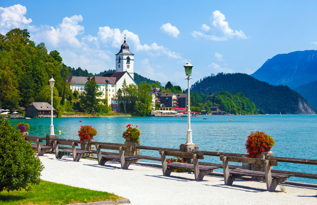 St. Wolfgang Waterfront and Wolfgangsee Lake, Austria jigsaw puzzle in Great Sightings puzzles on TheJigsawPuzzles.com