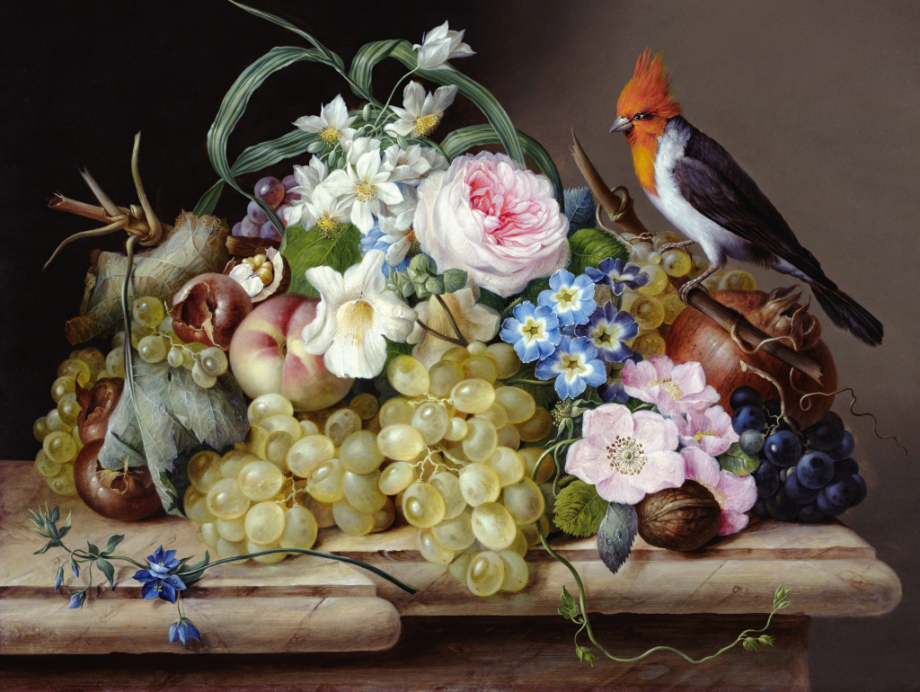 Still Life with a Bird jigsaw puzzle in Flowers puzzles on TheJigsawPuzzles.com