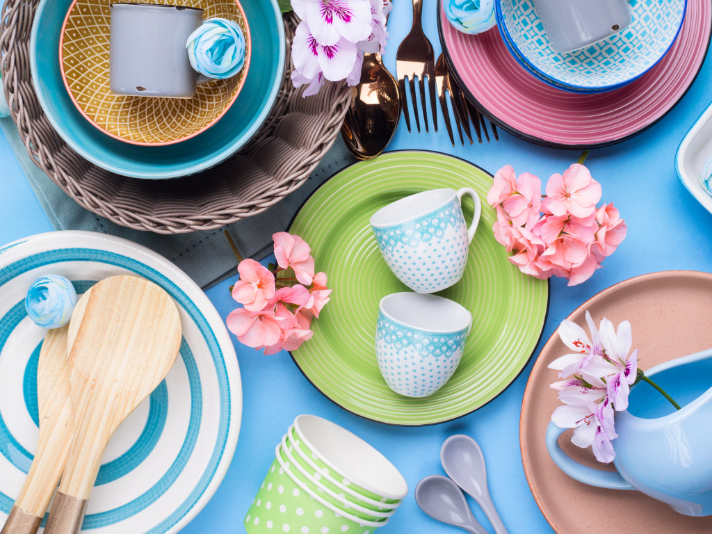 Pastel Tableware jigsaw puzzle in Food & Bakery puzzles on TheJigsawPuzzles.com