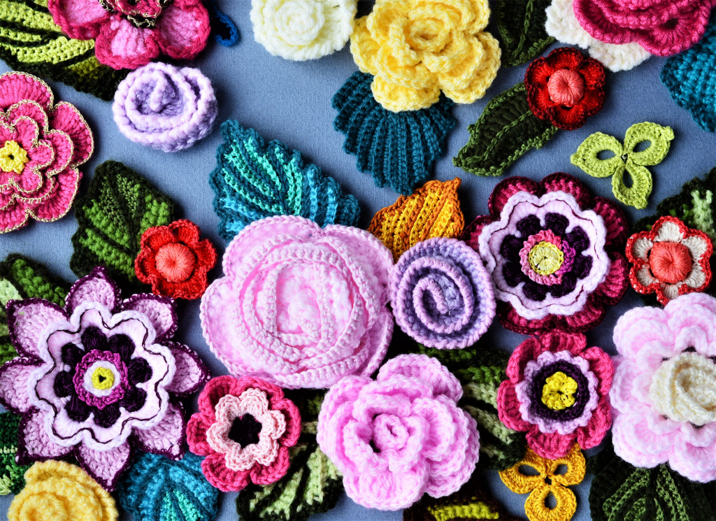 Crocheted Flowers jigsaw puzzle in Flowers puzzles on TheJigsawPuzzles.com