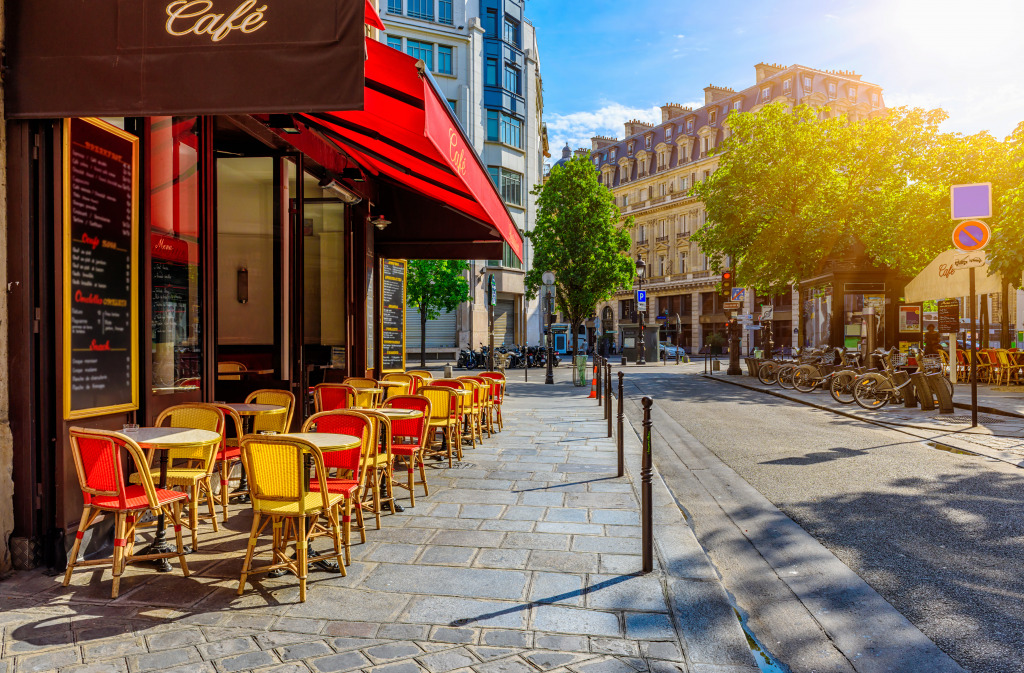 Street Cafe in Paris, France jigsaw puzzle in Puzzle of the Day puzzles on TheJigsawPuzzles.com