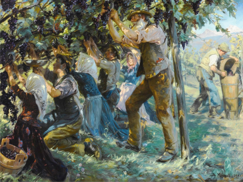 Grape Picking in the Tyrol jigsaw puzzle in Piece of Art puzzles on TheJigsawPuzzles.com