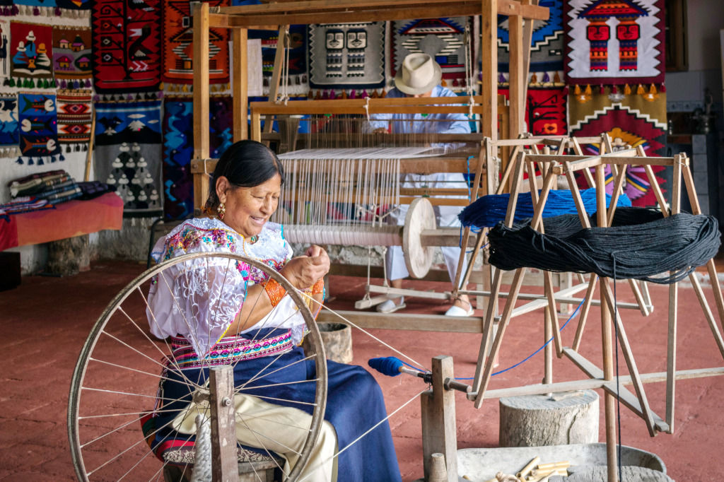 Indigenous Fabrics Production, Otavalo, Ecuador jigsaw puzzle in People puzzles on TheJigsawPuzzles.com