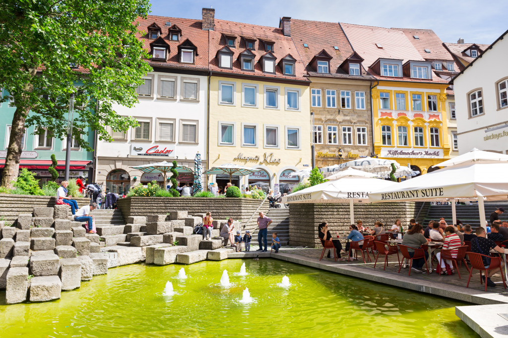 Place de la fontaine Obstmarkt, Bamberg, Allemagne jigsaw puzzle in Paysages urbains puzzles on TheJigsawPuzzles.com