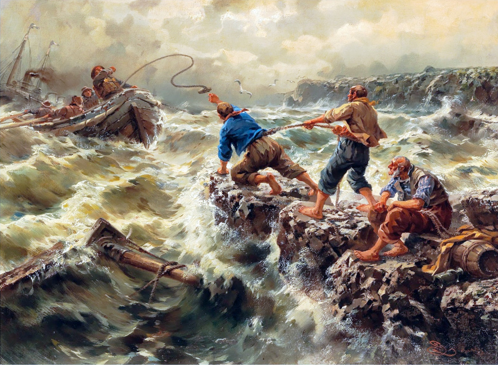 Saving the Shipwrecked Sailors jigsaw puzzle in Piece of Art puzzles on TheJigsawPuzzles.com