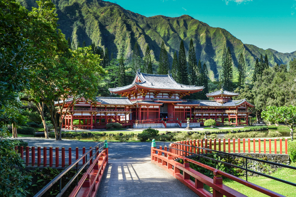 Templo Japonês Byodo-In, Oahu, Hawaii jigsaw puzzle in Pontes puzzles on TheJigsawPuzzles.com