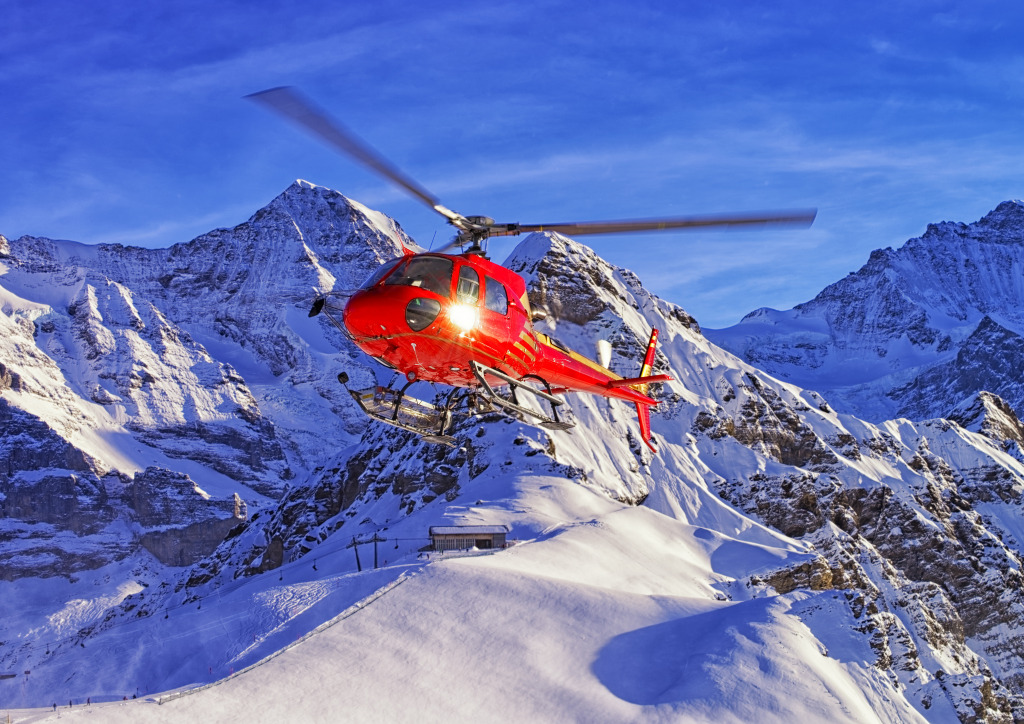 Hubschrauber im Schweizer Skigebiet jigsaw puzzle in Luftfahrt puzzles on TheJigsawPuzzles.com