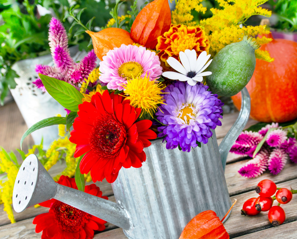 Flowers and Watering Can jigsaw puzzle in Puzzle of the Day puzzles on TheJigsawPuzzles.com