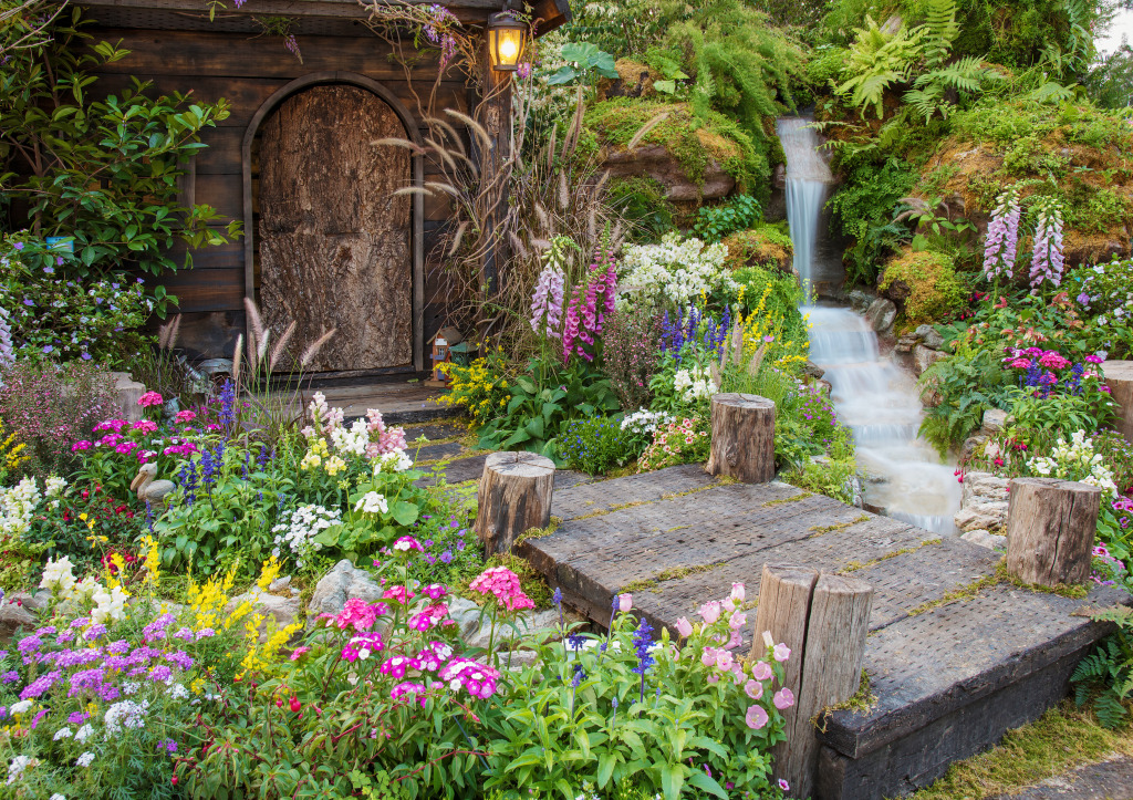 Old House with Garden Flowers jigsaw puzzle in Waterfalls puzzles on TheJigsawPuzzles.com