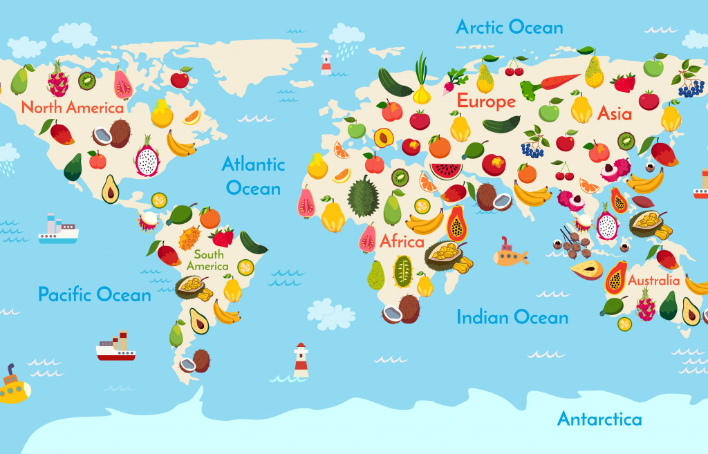 Fruit World Map jigsaw puzzle in Fruits & Veggies puzzles on TheJigsawPuzzles.com