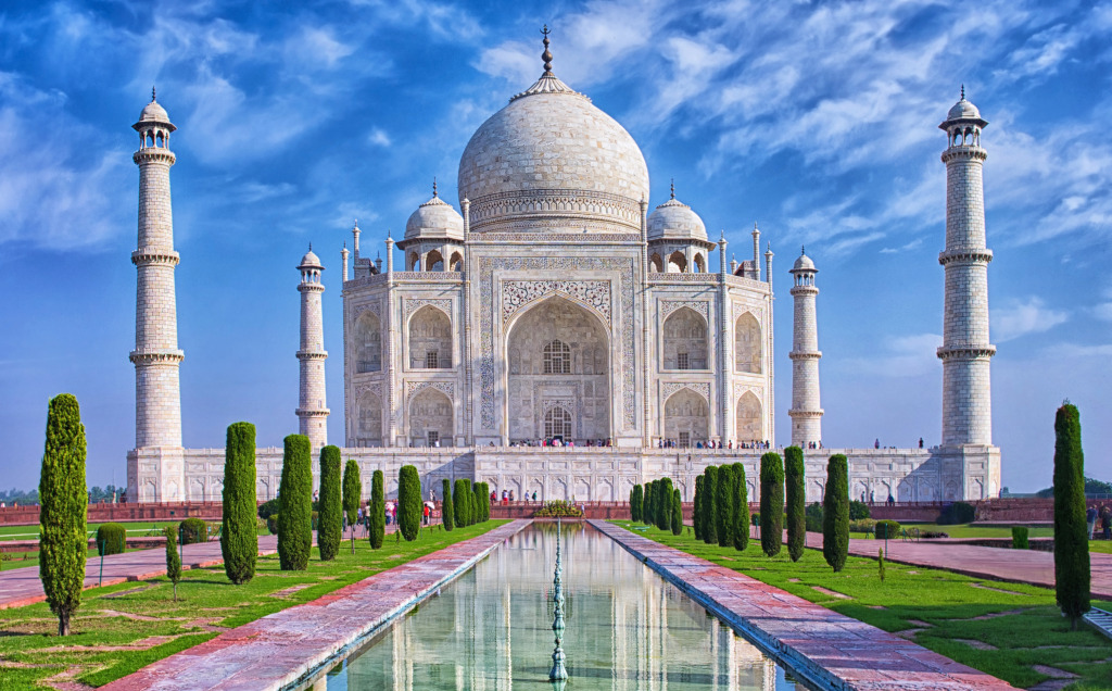 Taj Mahal, Agra, Inde jigsaw puzzle in Châteaux puzzles on TheJigsawPuzzles.com