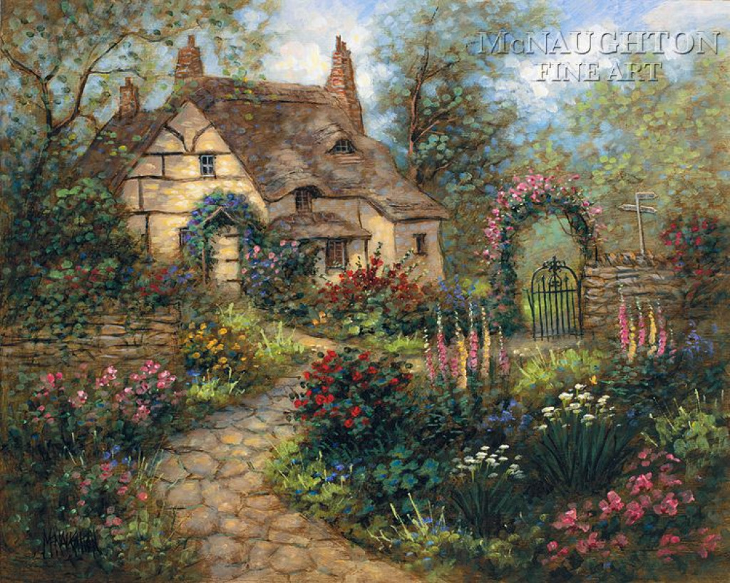 country cottage jigsaw puzzle in Lynda Baran puzzles on TheJigsawPuzzles.com