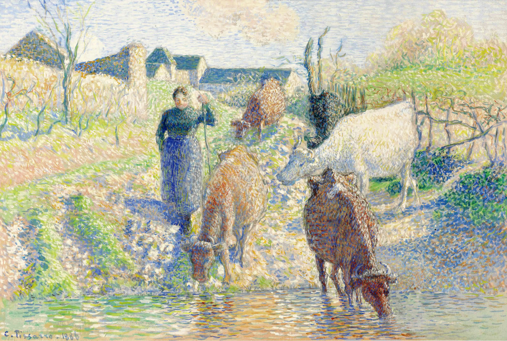 Cows Drinking in a Stream, Osny jigsaw puzzle in Piece of Art puzzles on TheJigsawPuzzles.com