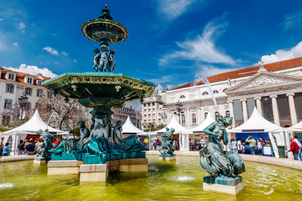 Rossio, Lissabon, Portugal jigsaw puzzle in Wasserfälle puzzles on TheJigsawPuzzles.com