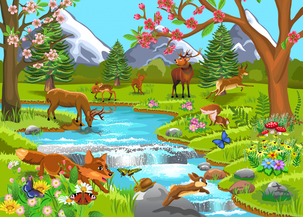 Animaux sauvages jigsaw puzzle in Chutes d'eau puzzles on TheJigsawPuzzles.com