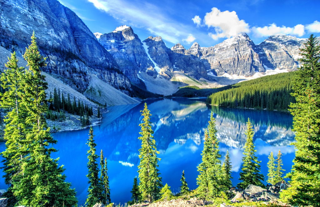 Wenkchemna Peaks and Moraine Lake, Banff, Canada jigsaw puzzle in Great Sightings puzzles on TheJigsawPuzzles.com