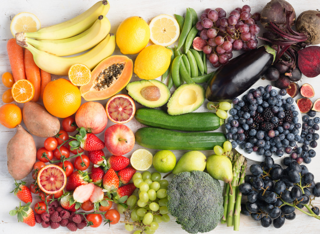 Assortment of Fruits and Vegetables jigsaw puzzle in Fruits & Veggies puzzles on TheJigsawPuzzles.com