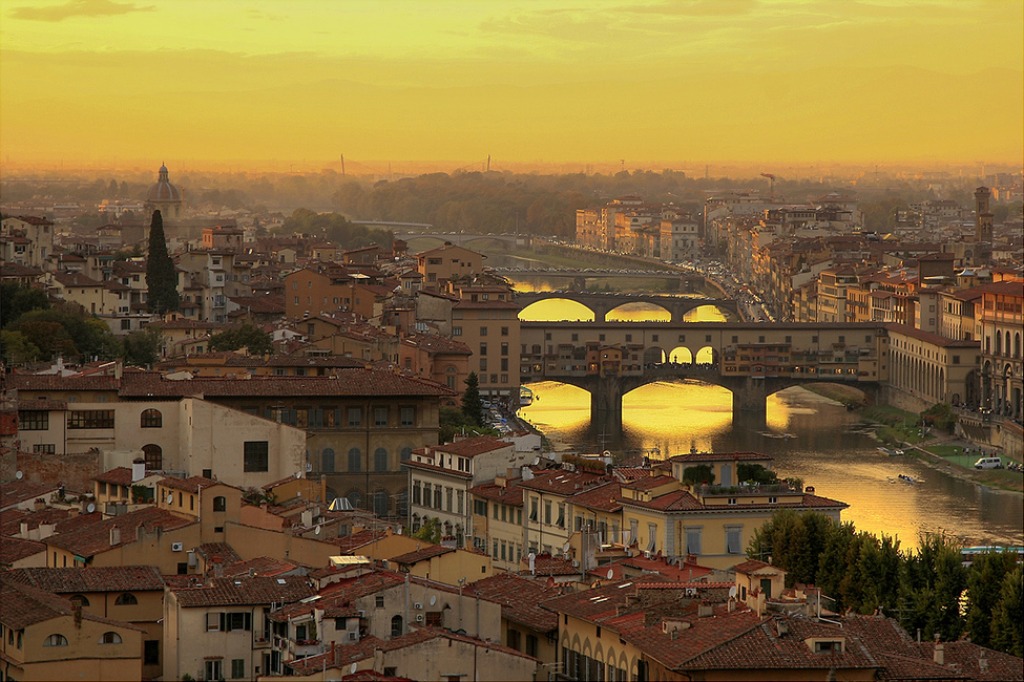 Sunset over Florence jigsaw puzzle in Bridges puzzles on TheJigsawPuzzles.com