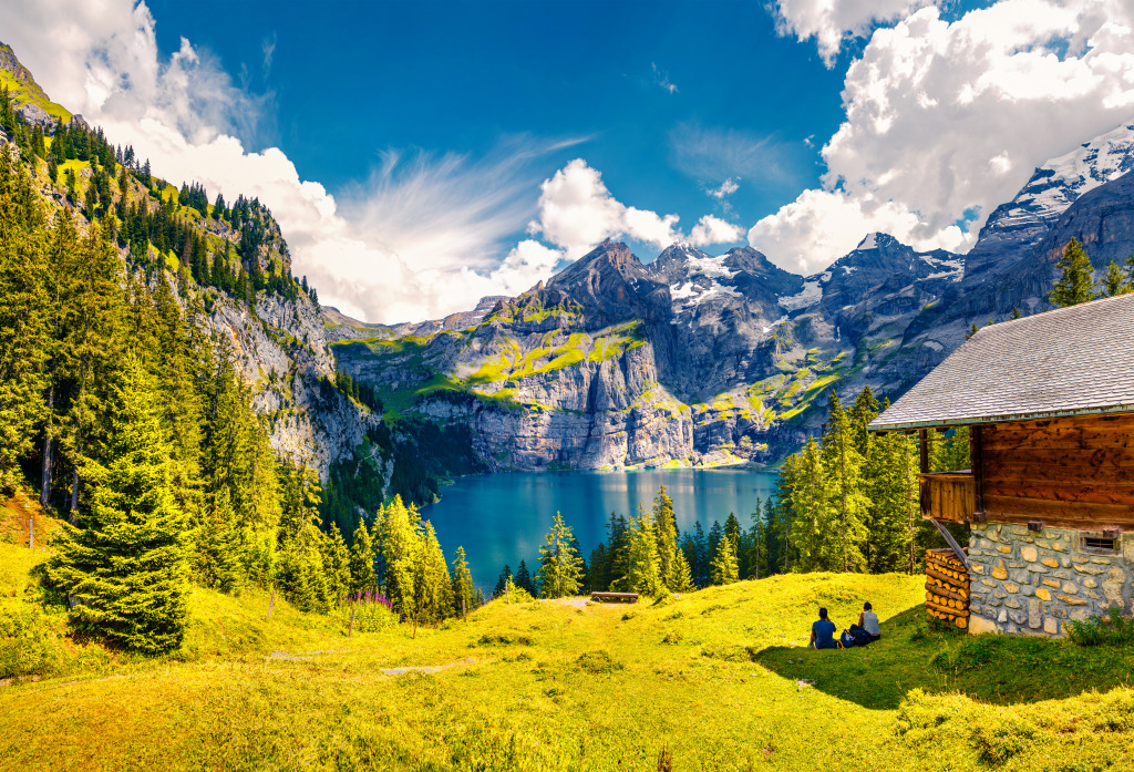 Oeschinensee Lake, Swiss Alps jigsaw puzzle in Great Sightings puzzles on TheJigsawPuzzles.com