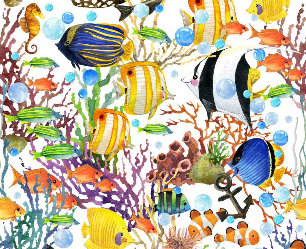 Tropical Sea Watercolor jigsaw puzzle in Under the Sea puzzles on TheJigsawPuzzles.com