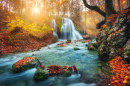 Waterfall in the Autumn Forest