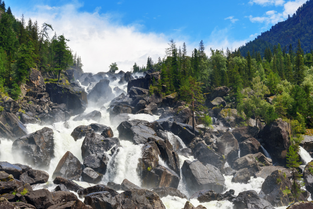 Utschar-Wasserfälle, Altai, Sibirien jigsaw puzzle in Wasserfälle puzzles on TheJigsawPuzzles.com