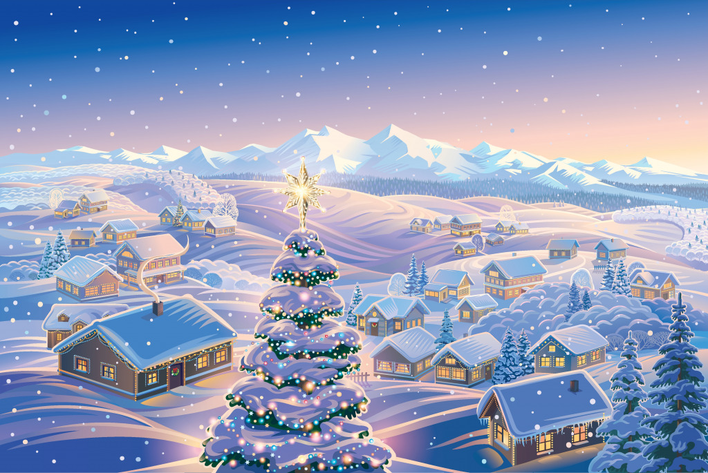 Paysage d'hiver jigsaw puzzle in Noël et Nouvel An puzzles on TheJigsawPuzzles.com