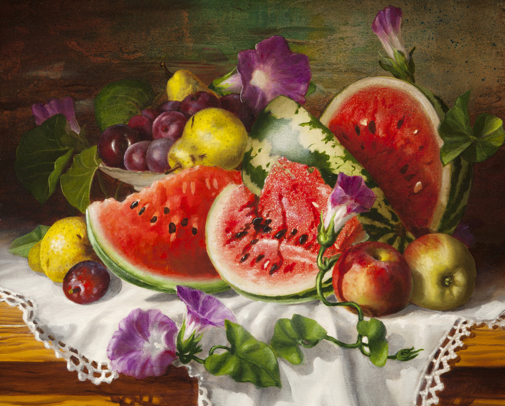 Still Life with Watermelons jigsaw puzzle in Fruits & Veggies puzzles on TheJigsawPuzzles.com